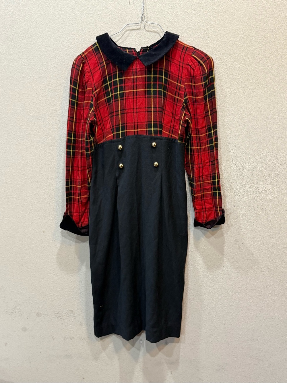Santa FE by Anita Kantor Red & Black Plaid Secretary Dress Size 4